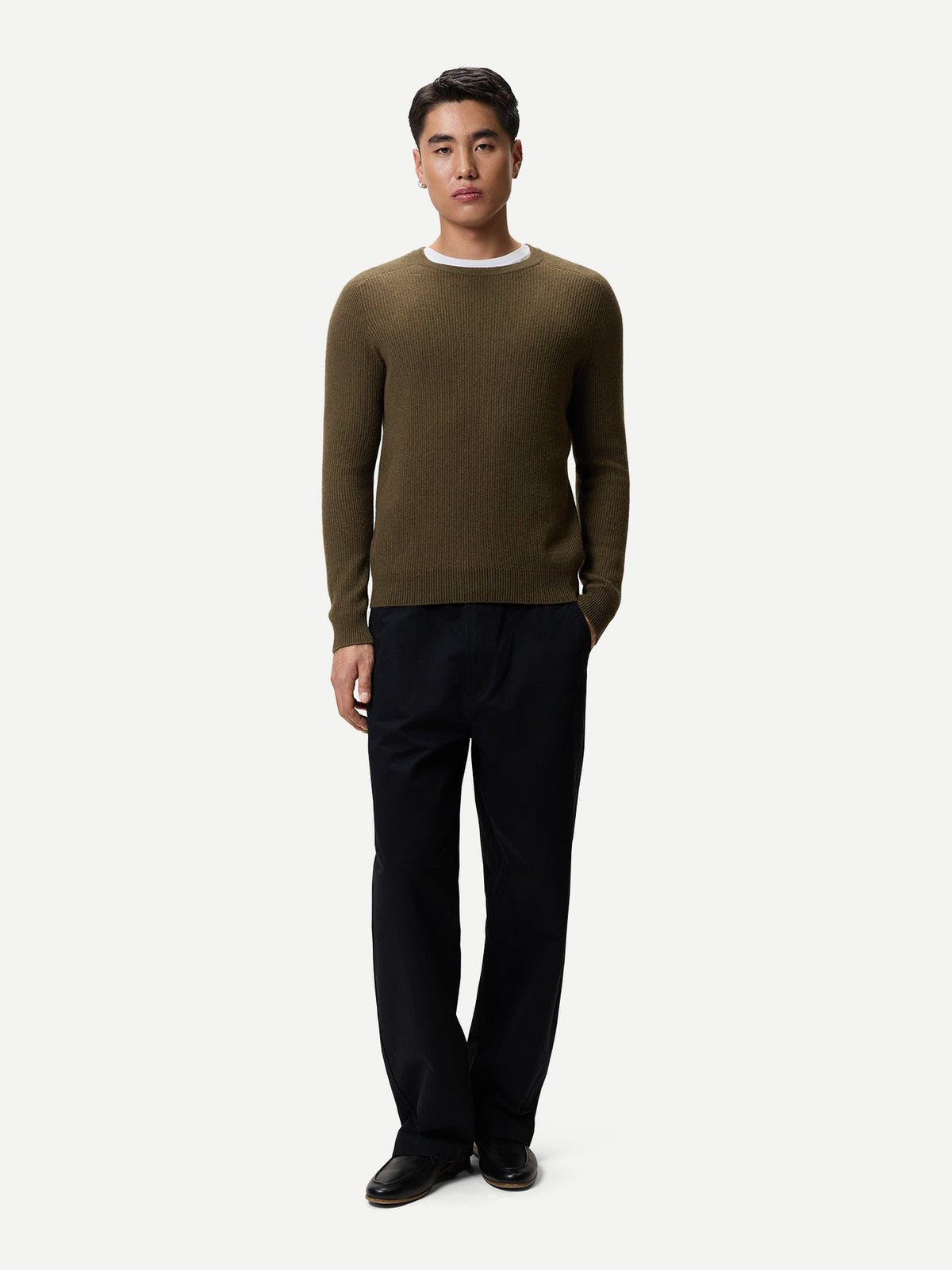 Men's Ribbed Cashmere Sweater — Earth Brown