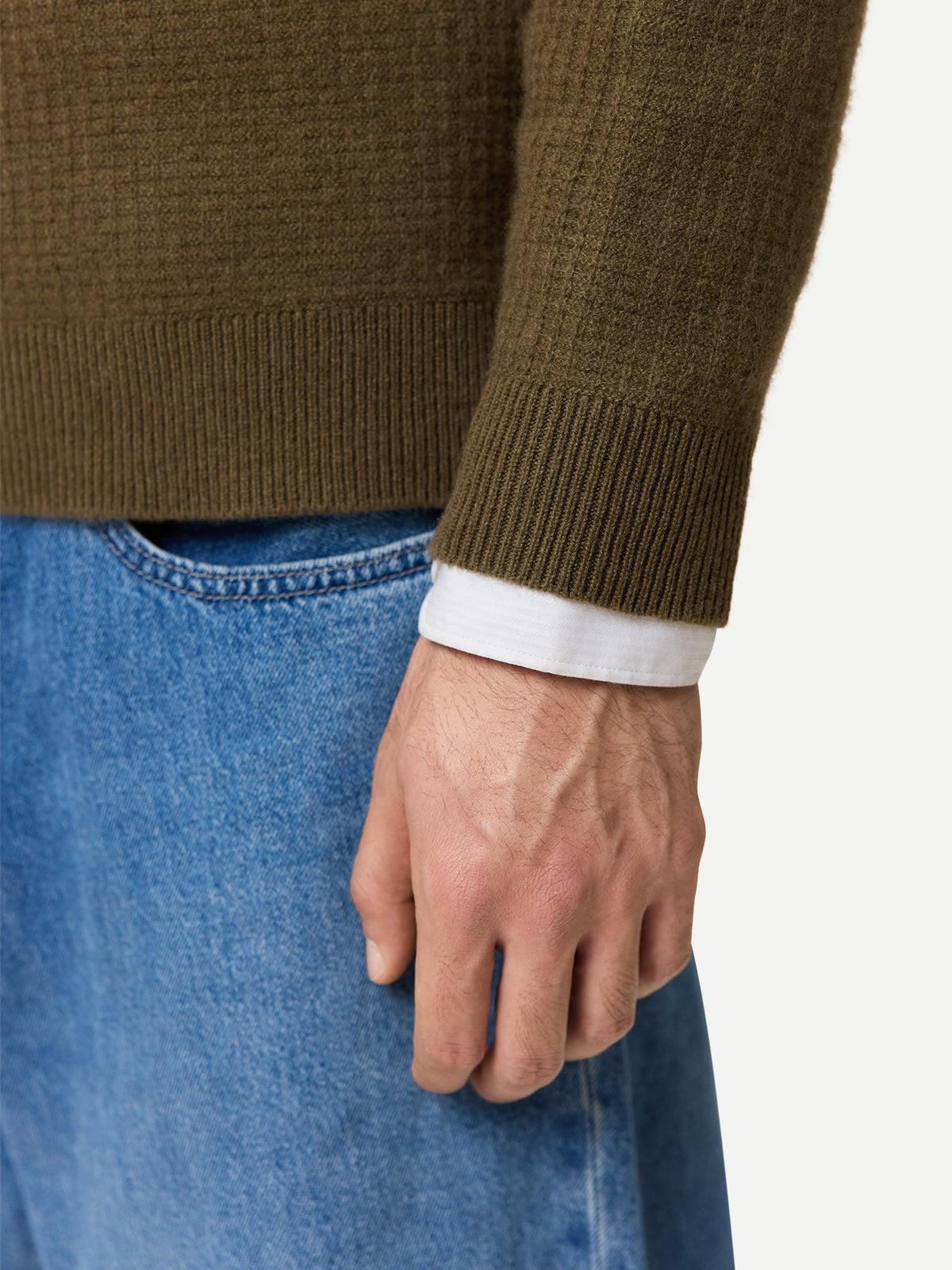 Men's Cashmere Waffle Knit Half-zip Sweater — Earth Brown