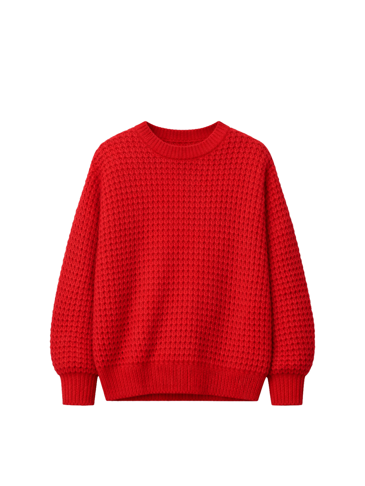 Wide-shoulder Crewneck Cashmere Sweater — Fiery Red