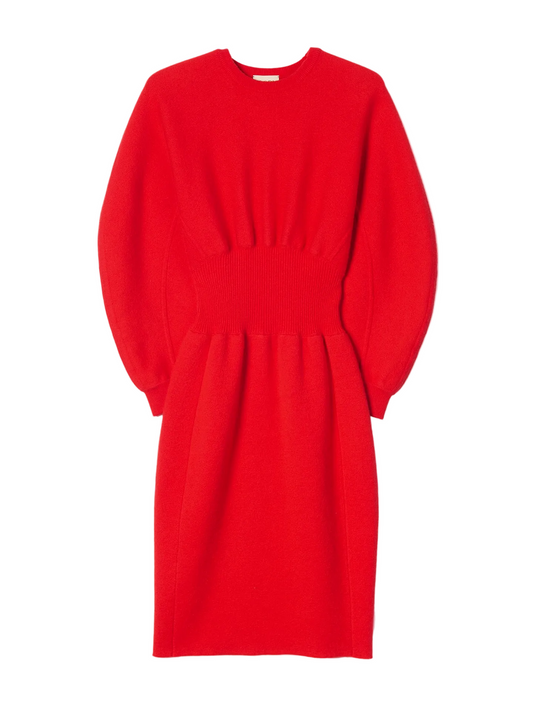 Cashmere Sculptural Dress — Fiery Red