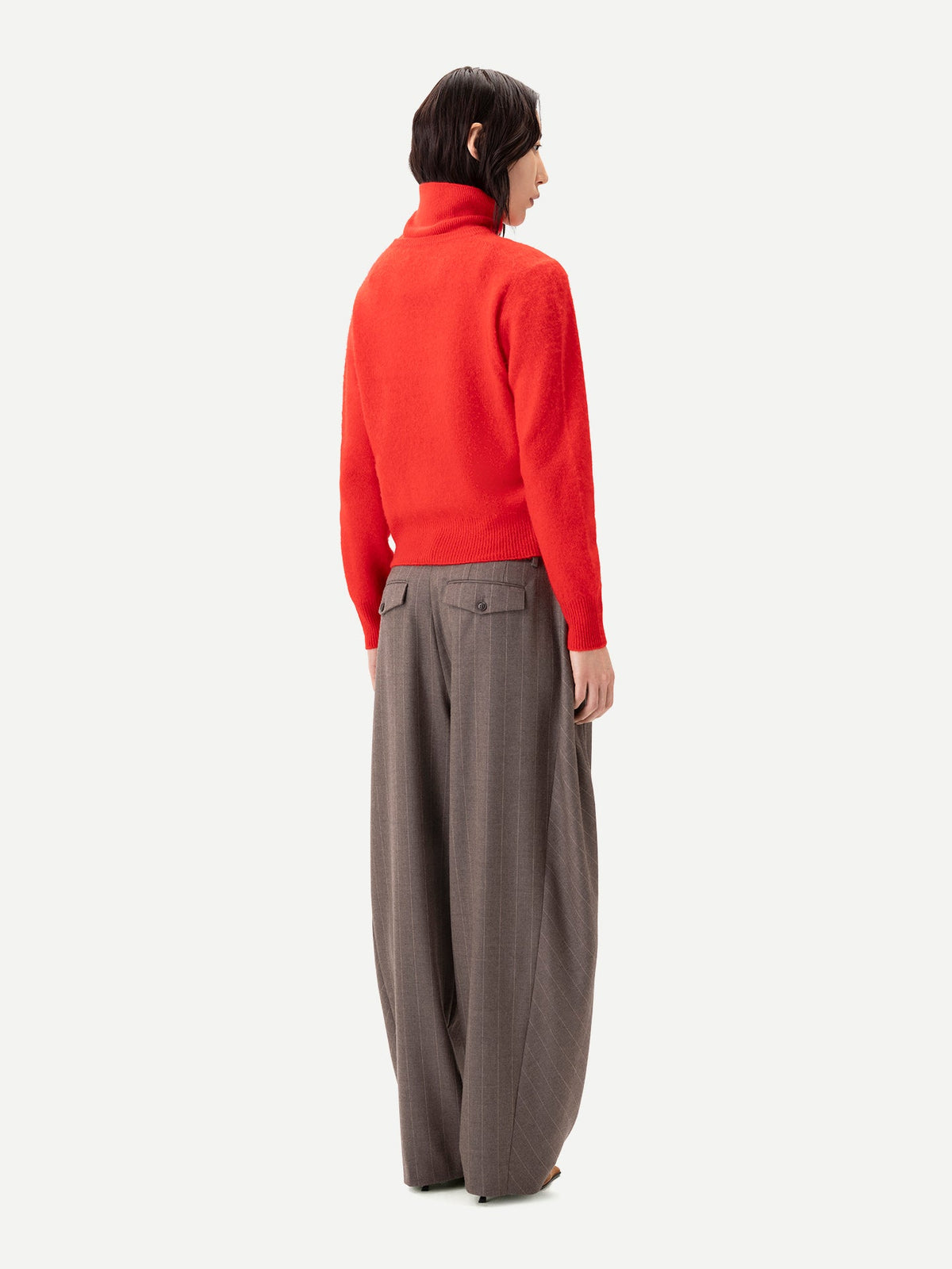 Dual-Collar Cashmere Sweater — Fiery Red