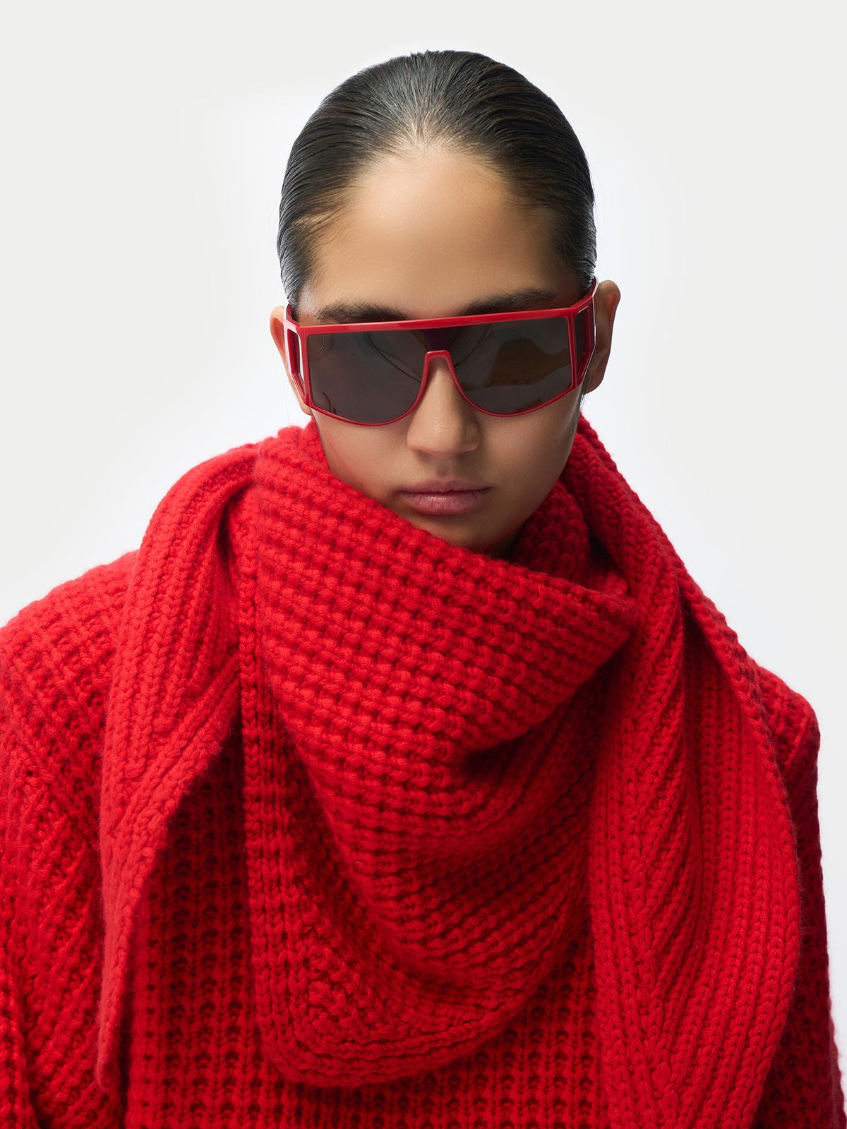 Cashmere Cape Scarf — Fiery Red