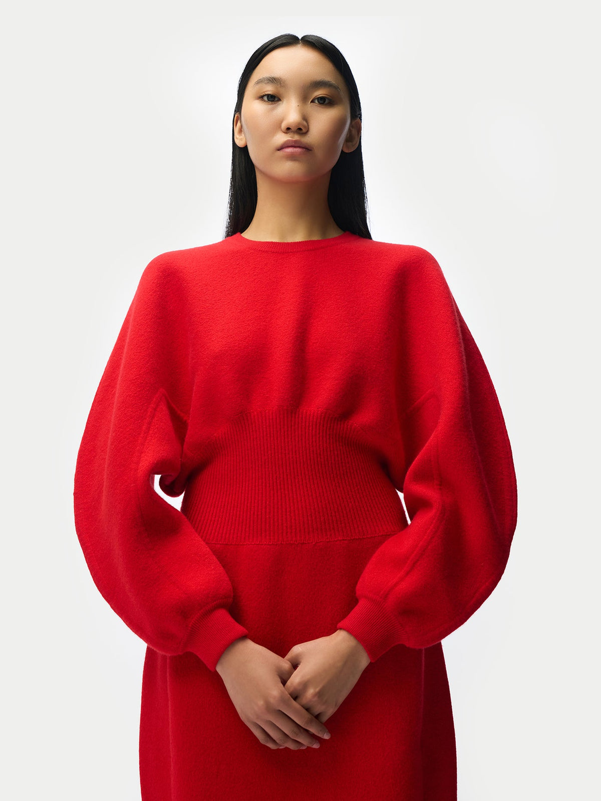 Cashmere Sculptural Dress — Fiery Red