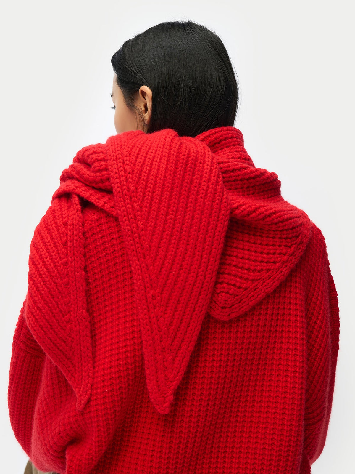 Cashmere Cape Scarf — Fiery Red
