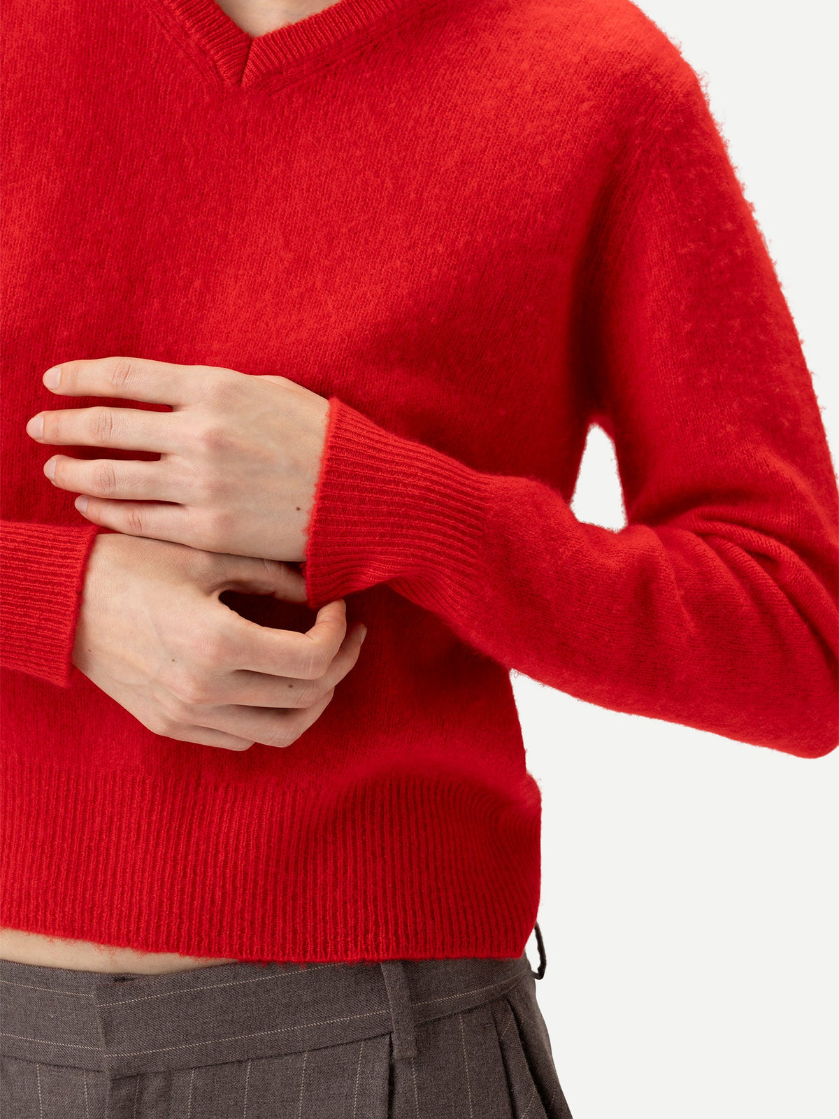 Dual-Collar Cashmere Sweater — Fiery Red
