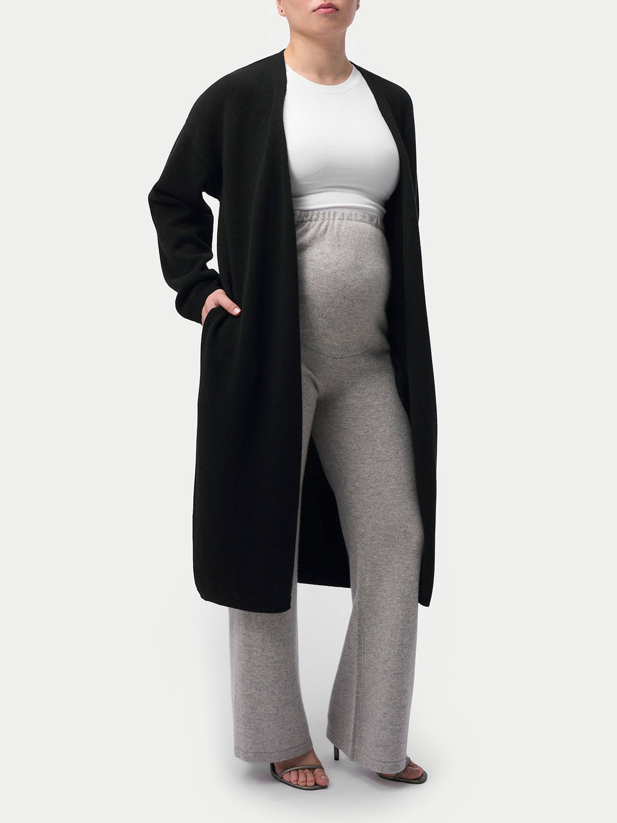 Wide-leg Knitted Maternity Cashmere Pants — Flint Gray