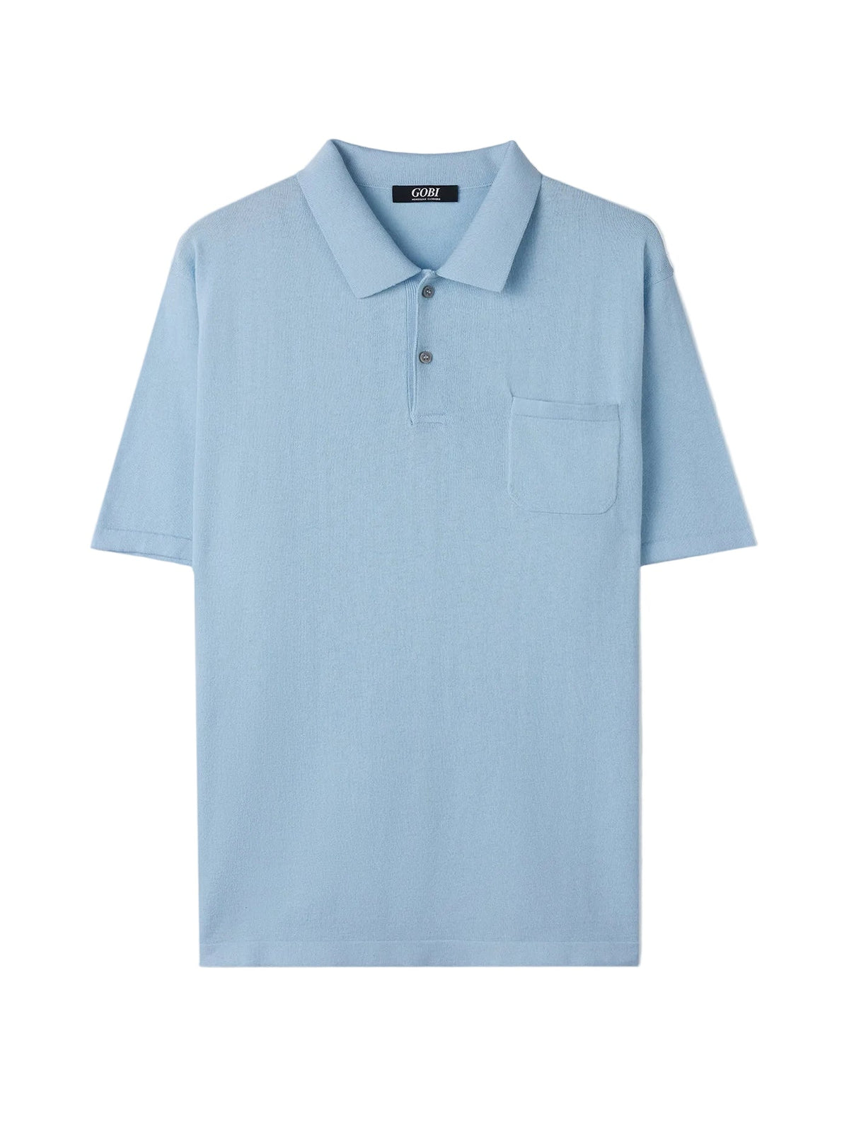 Men's Cotton Silk Cashmere Blend Polo Shirt — Forget Blue
