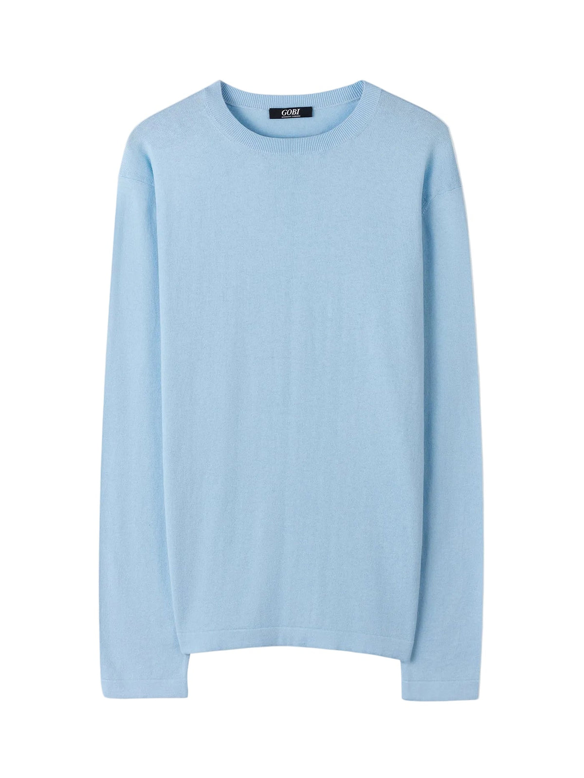 Men's Crewneck Cotton Silk Cashmere Blend Sweater — Forget Blue