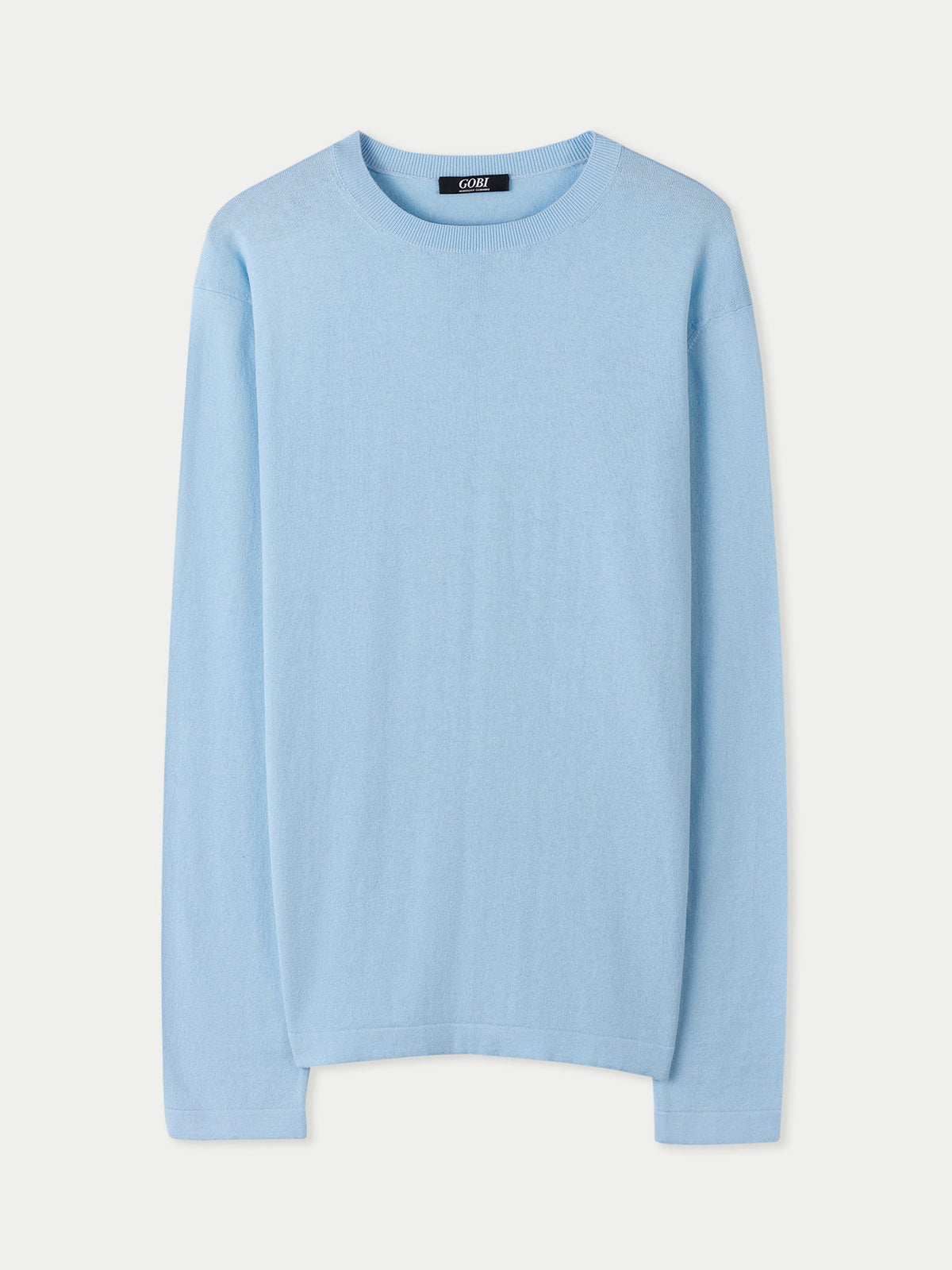 Men's Crewneck Cotton Silk Cashmere Blend Sweater — Forget Blue