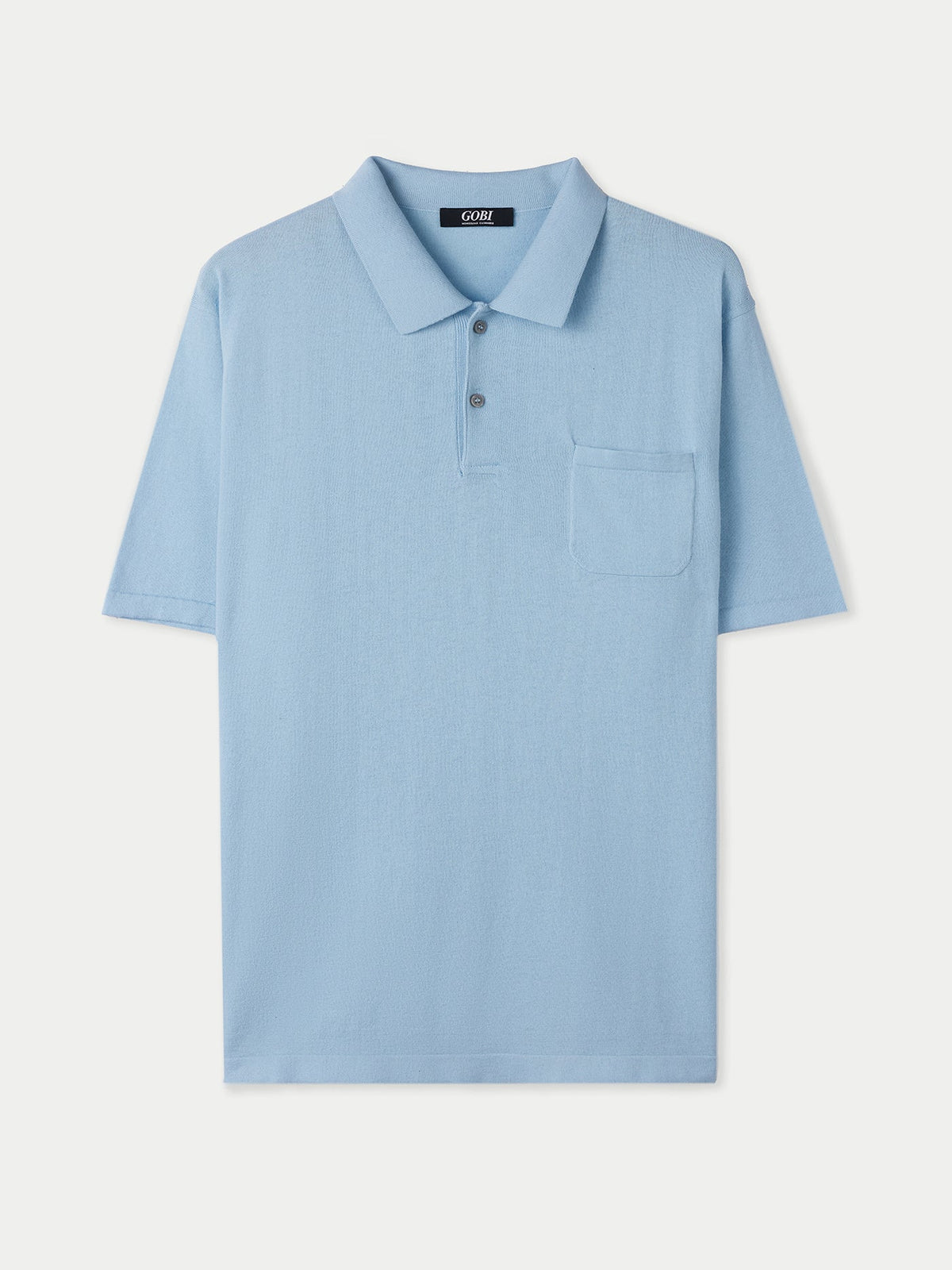 Men's Cotton Silk Cashmere Blend Polo Shirt — Forget Blue