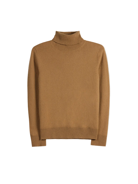Timeless Cashmere Turtleneck Sweater — Golden Brown