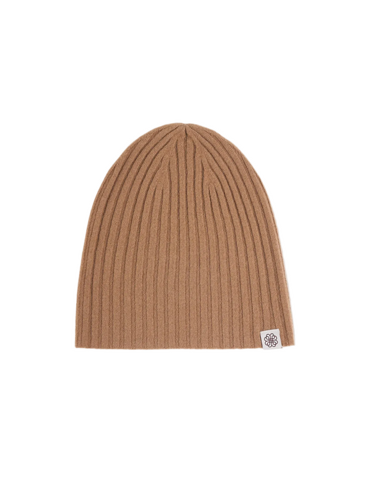 Cashmere Rib Knit Hat — Golden Brown