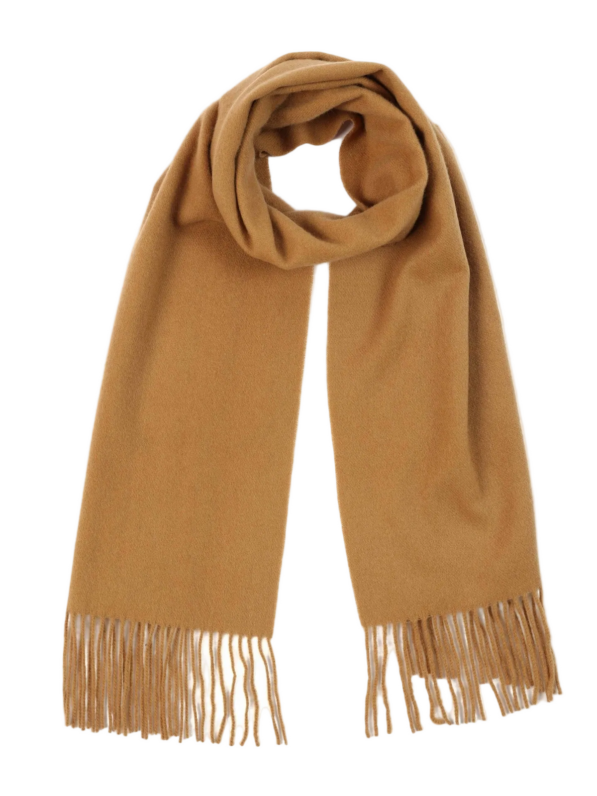 Cashmere Fringed Scarf — Golden Brown
