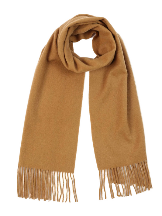 Cashmere Fringed Scarf — Golden Brown