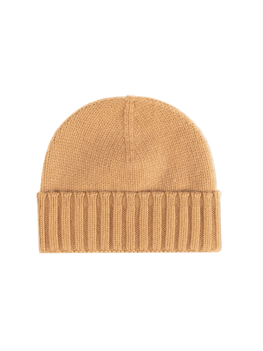Cashmere Rib Knit Hat — Golden Brown