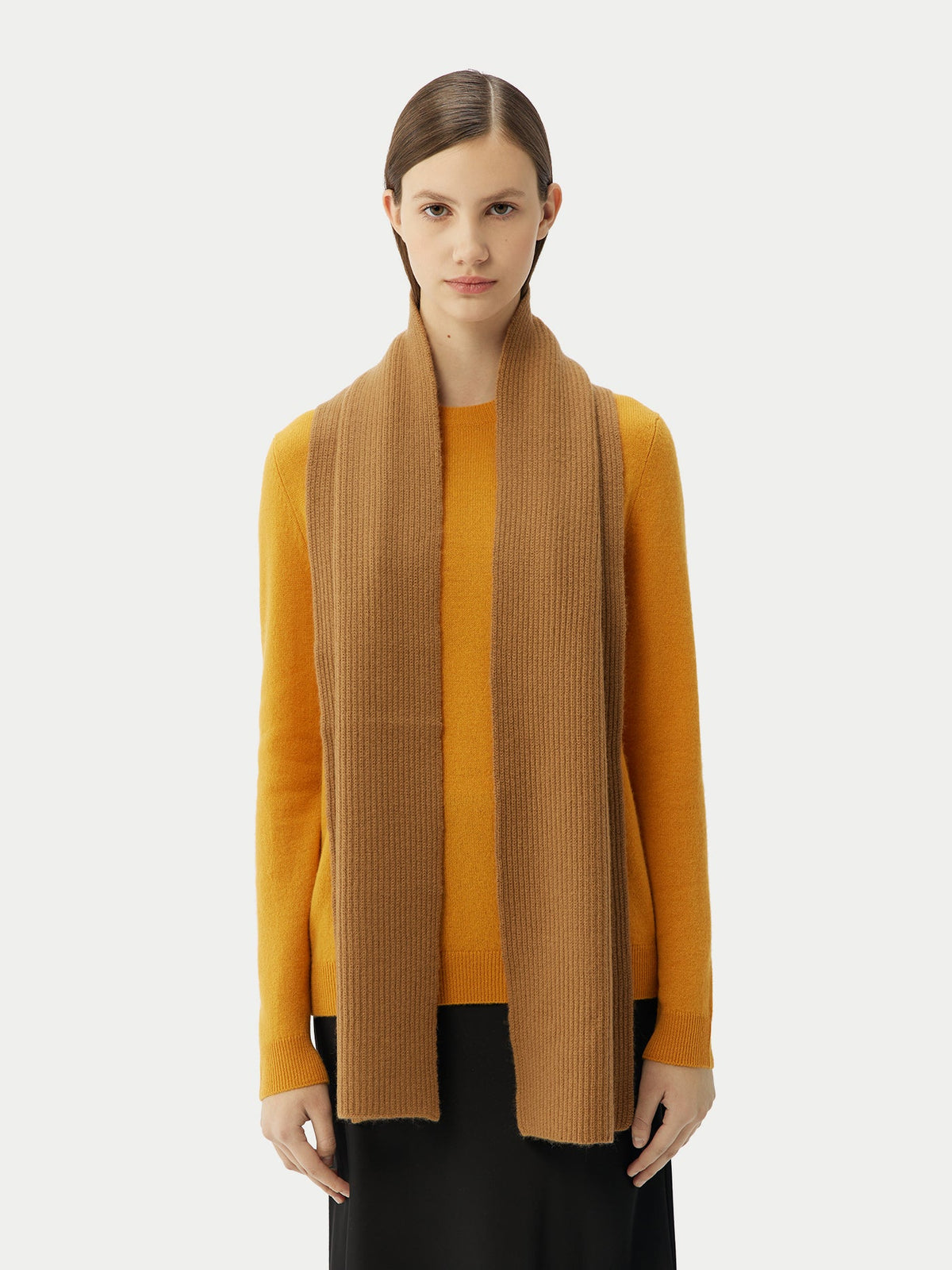 Fisherman Knit Scarf — Golden Brown