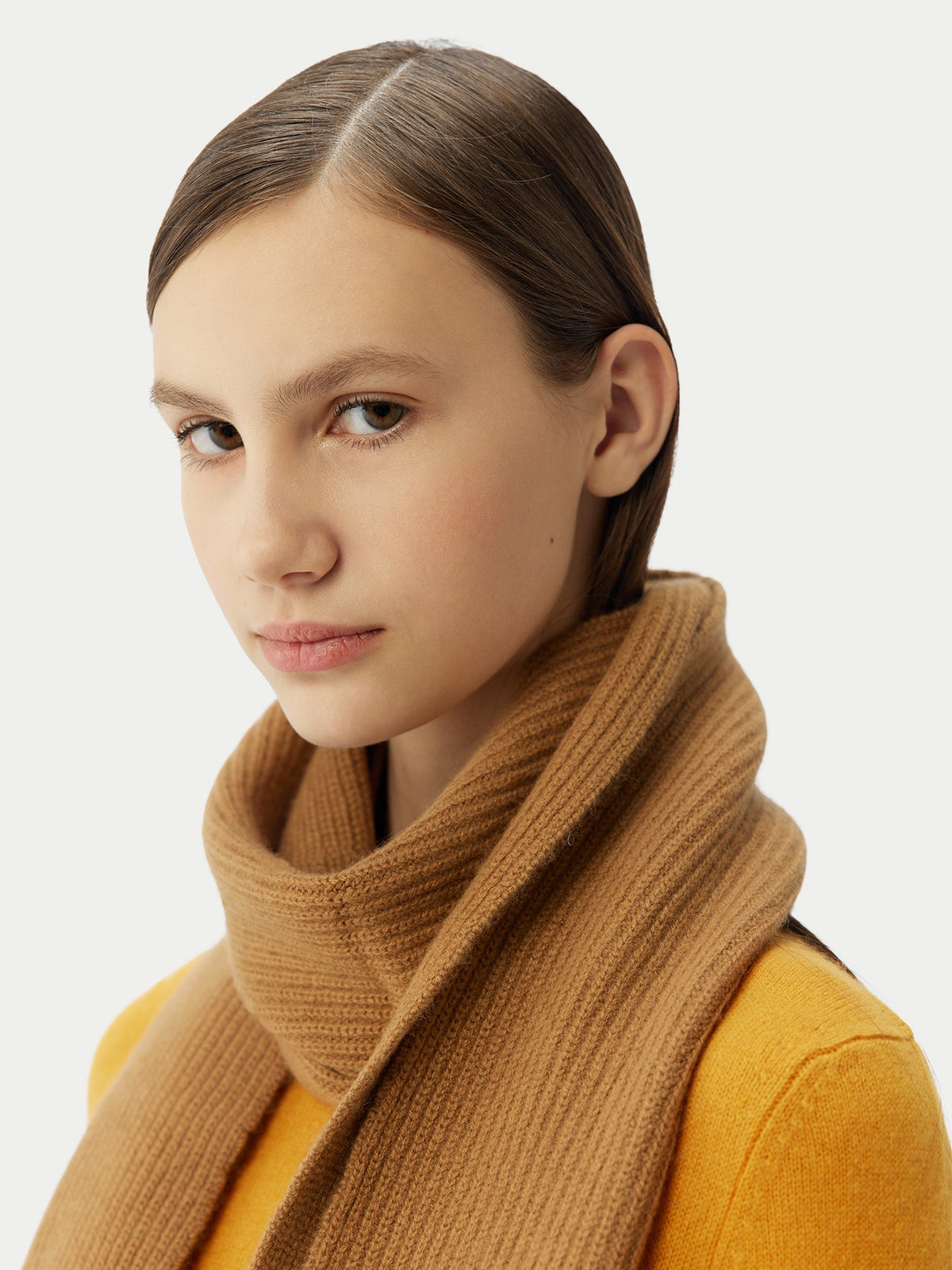 Fisherman Knit Scarf — Golden Brown