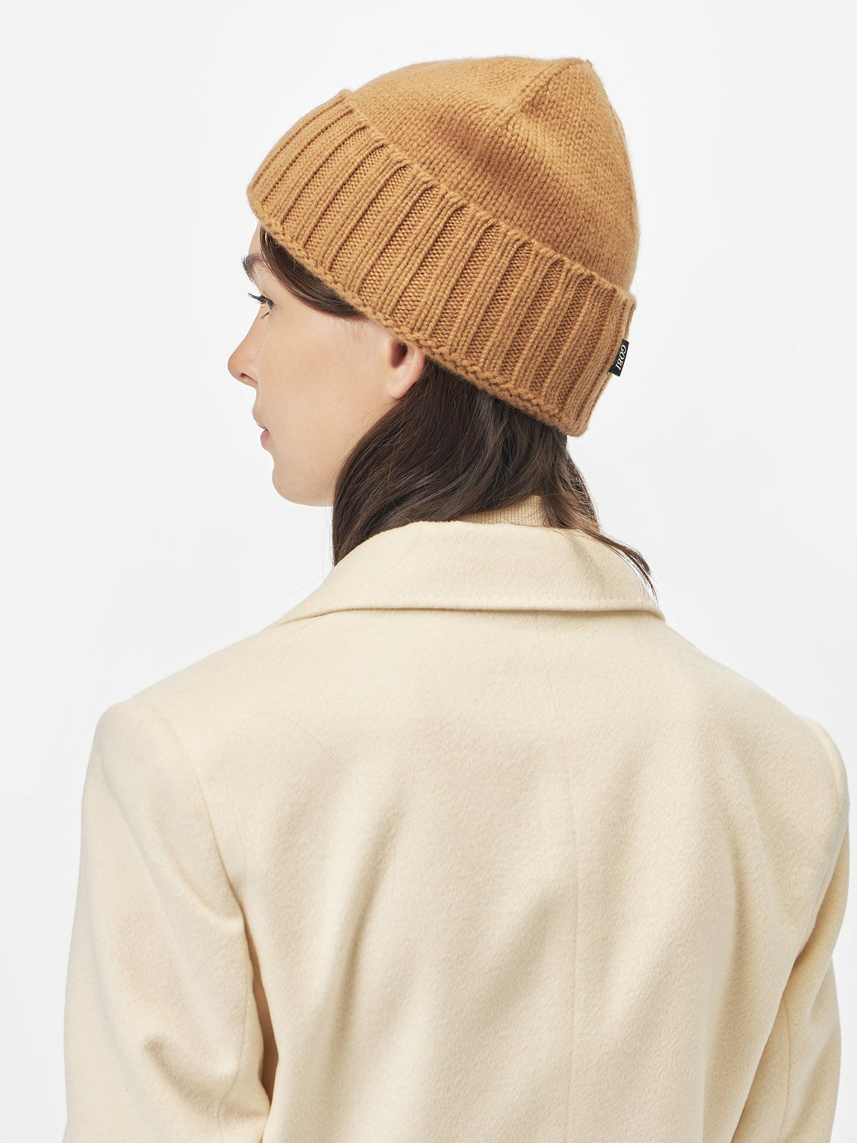 Cashmere Rib Knit Hat — Golden Brown