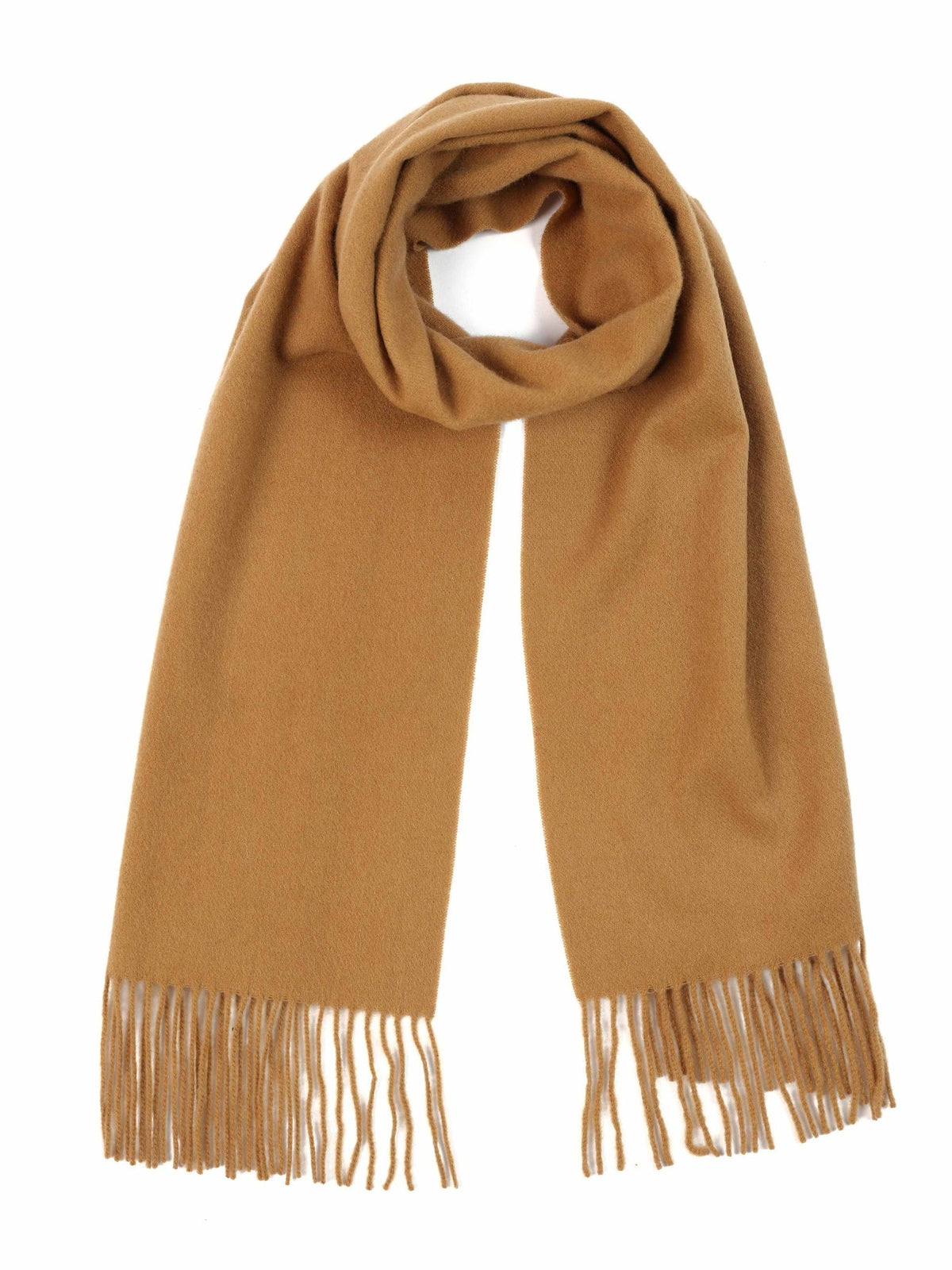 Cashmere Fringed Scarf — Golden Brown