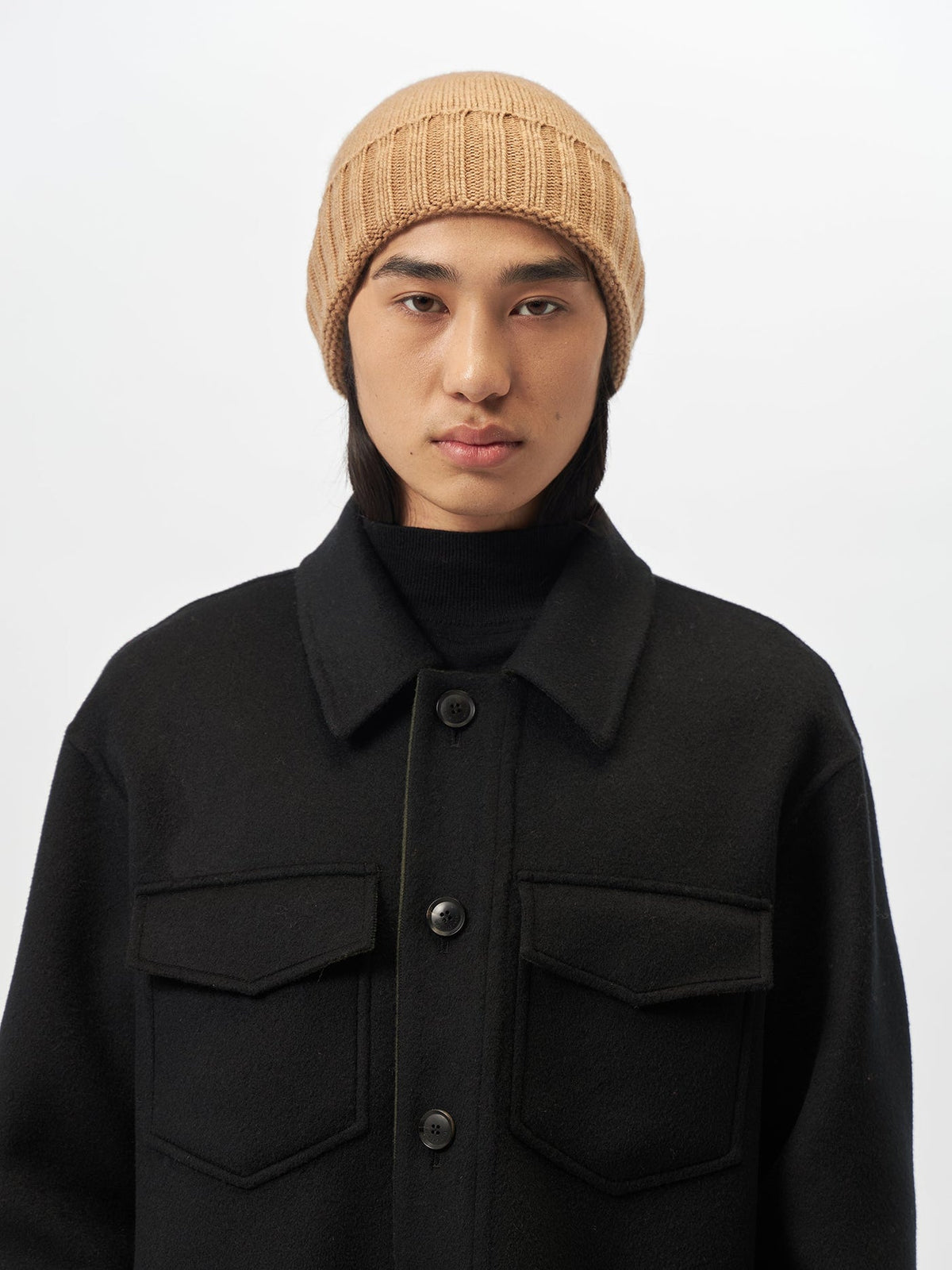 Cashmere Rib Knit Hat — Golden Brown