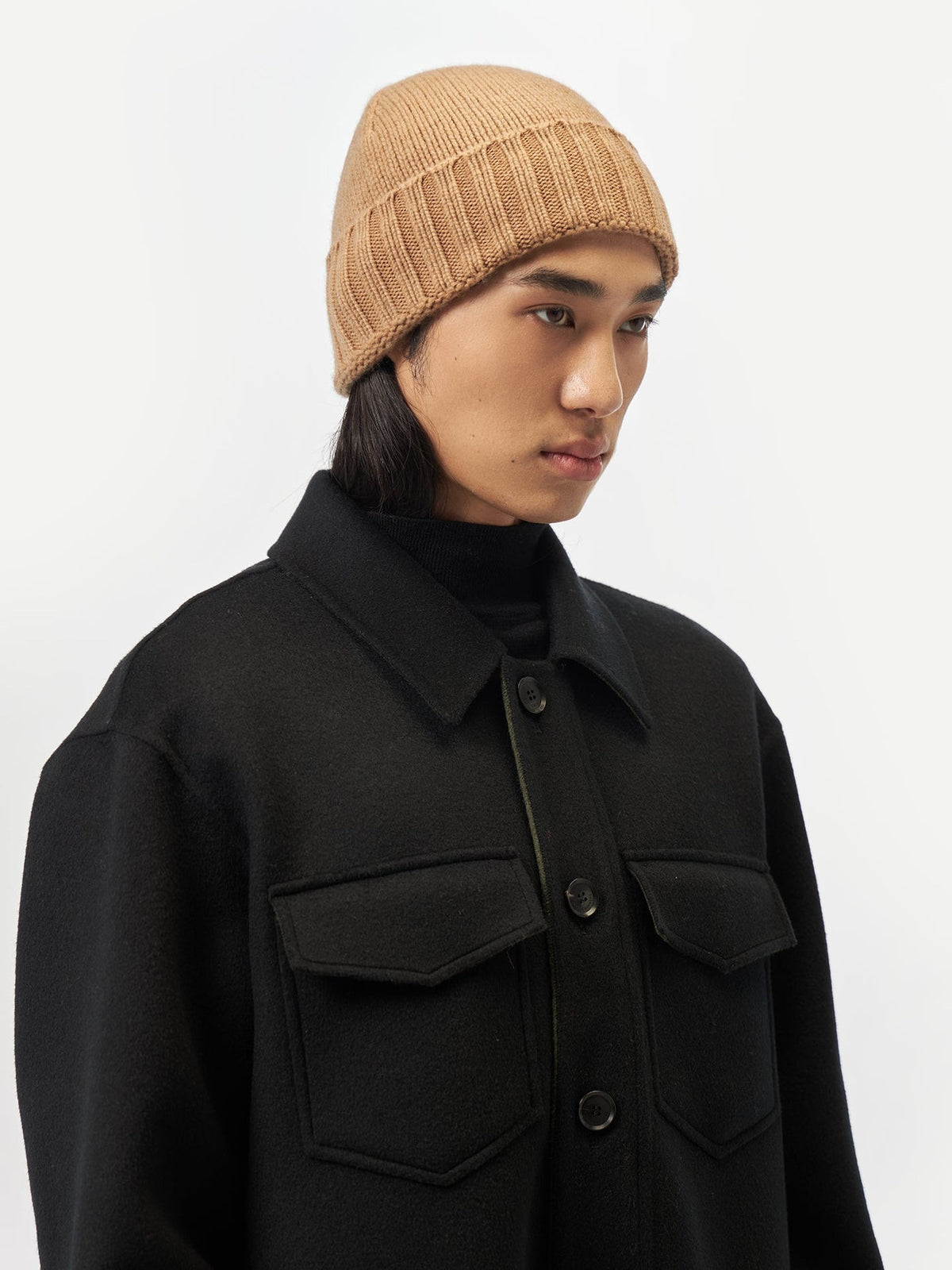 Cashmere Rib Knit Hat — Golden Brown