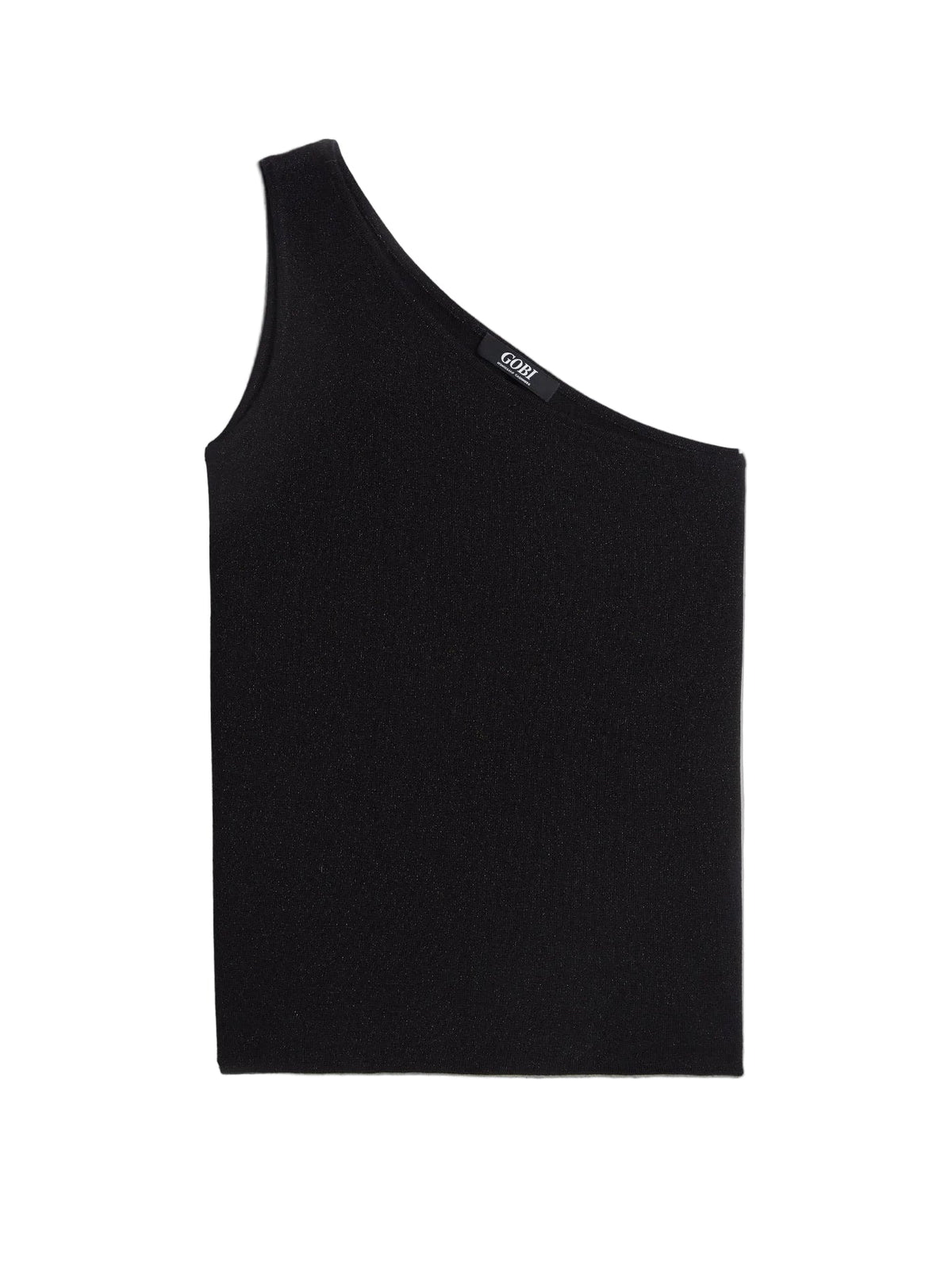 Cashmere Silk Sleeveless Asymmetric Top — Graphite Black