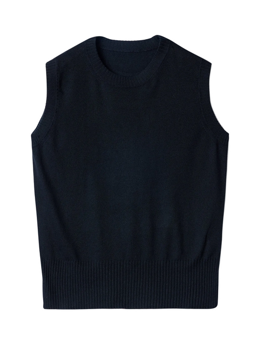 Cashmere Silk Sleeveless Top — Graphite Black