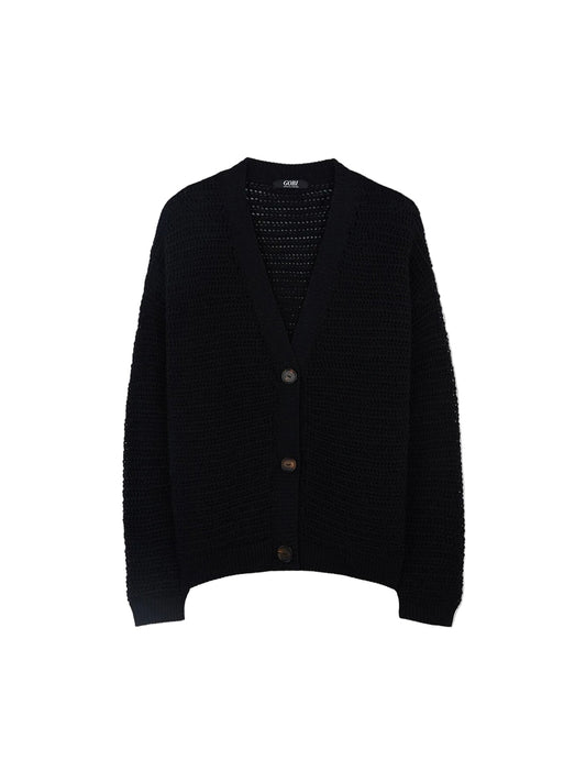 Cotton Cashmere Cardigan — Graphite Black