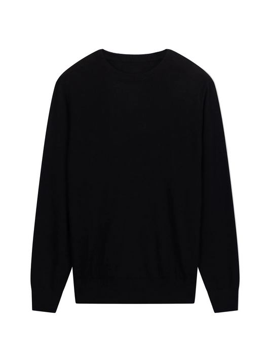 Women C-neck Cashmere Sweater — Graphite Black