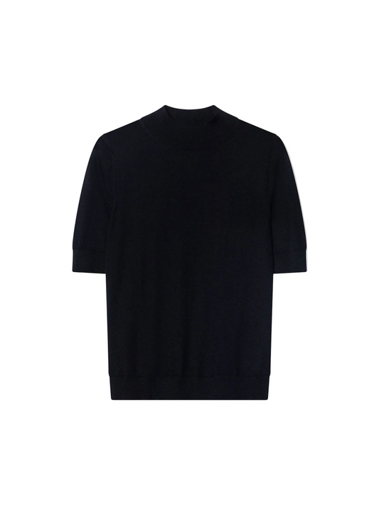 Cashmere Silk Shirt With High Neck — Graphite Black