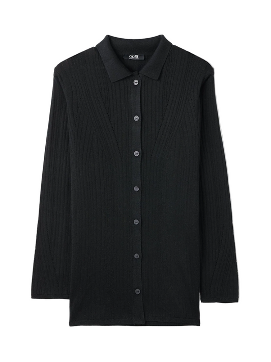 Silk Cashmere Cardigan — Graphite Black