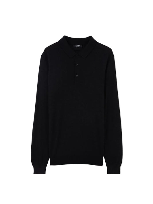 Men's Cashmere Silk Polo — Graphite Black