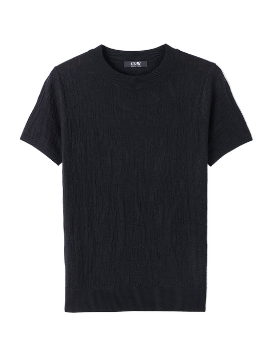 Silk Cashmere T-shirt — Graphite Black