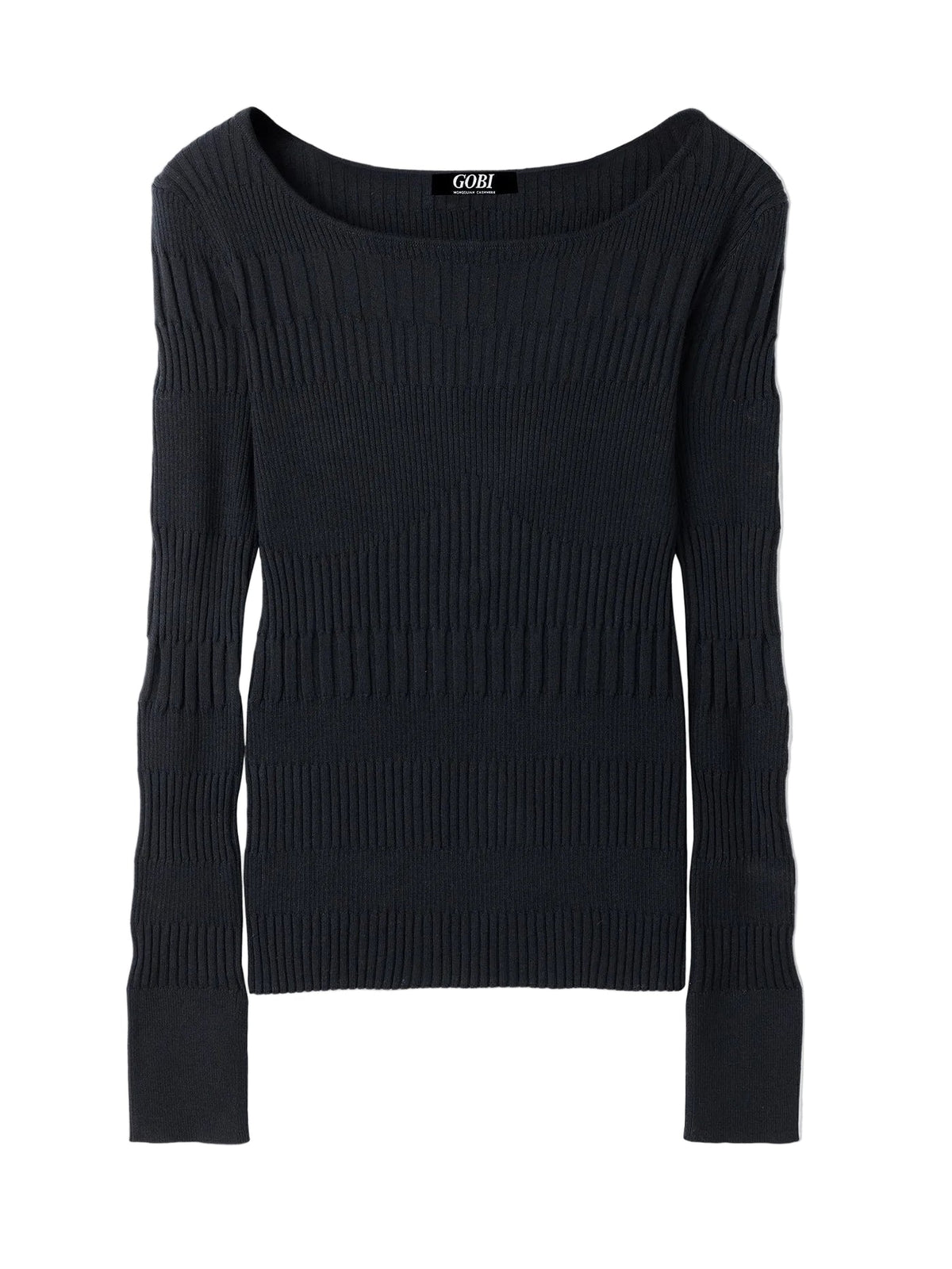 Ribbed Cotton Silk Cashmere Blend Sweater — Graphite Black
