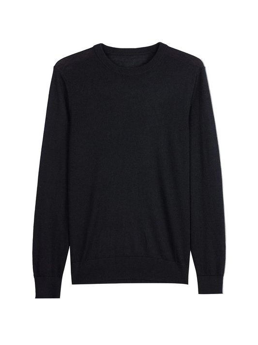 Cashmere Silk C-neck Sweater — Graphite Black