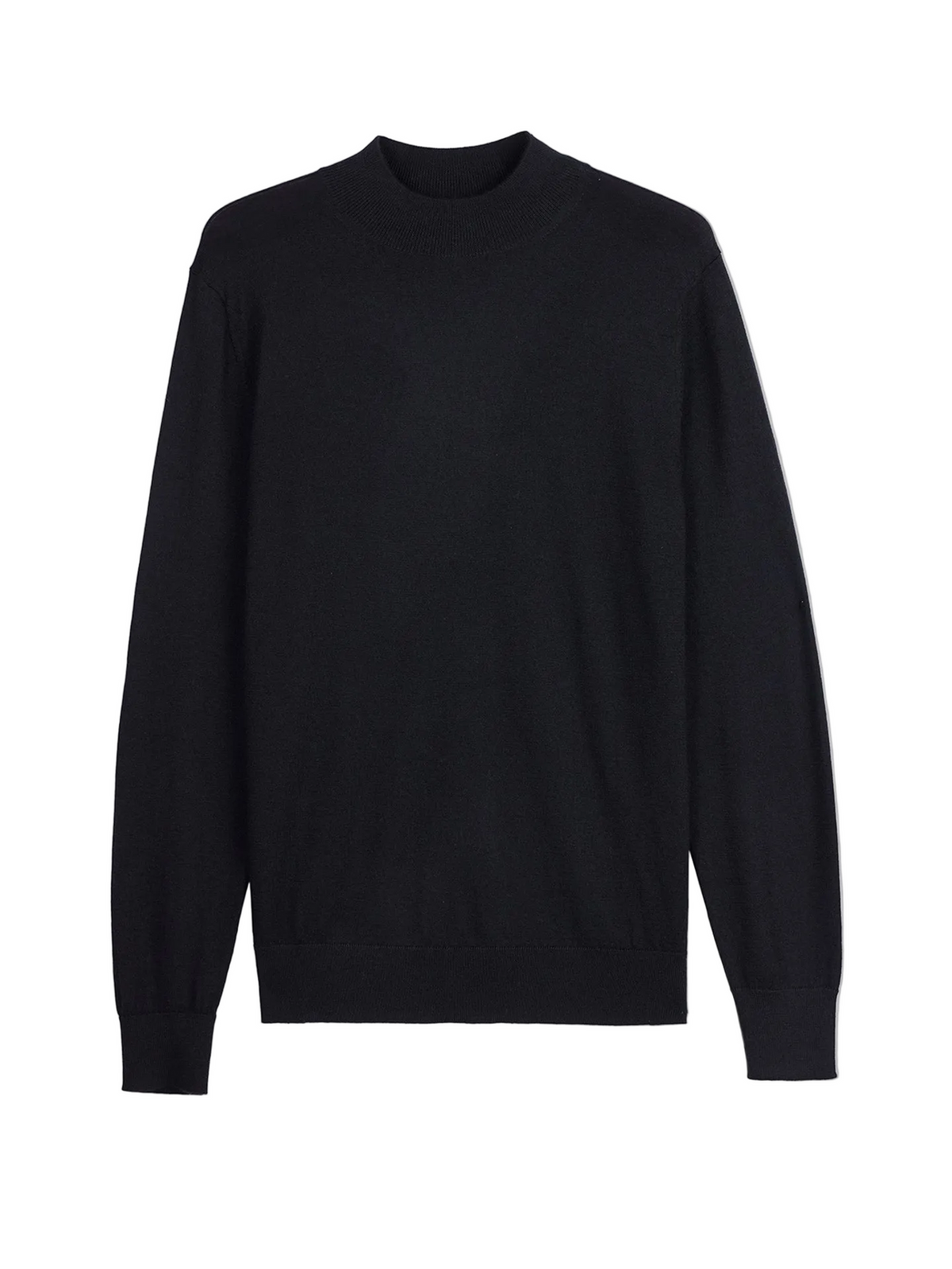 Men Cashmere Silk High Neck Sweater — Graphite Black