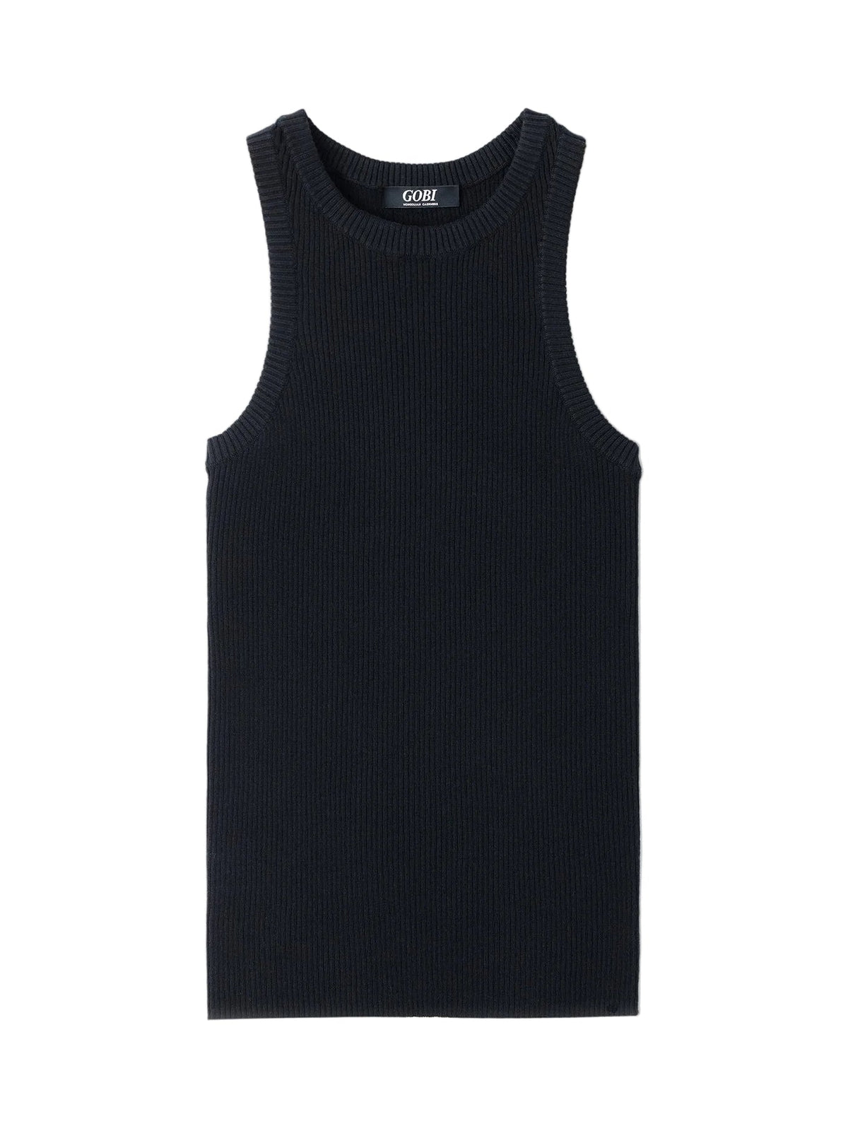 Ribbed Cotton Silk Cashmere Blend Tank Top — Graphite Black