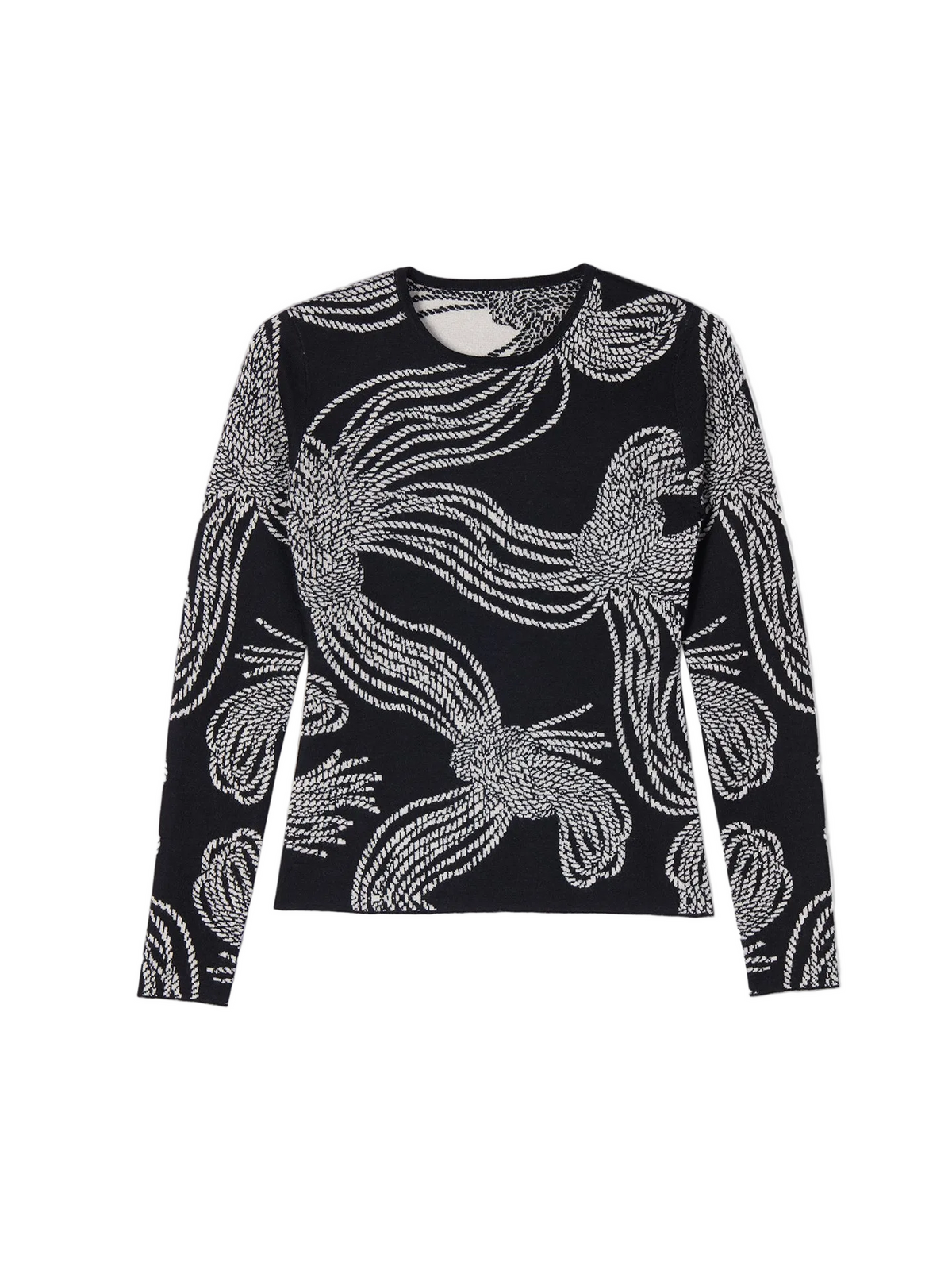 Rope Knot Print Cashmere Silk Sweater — Graphite Black
