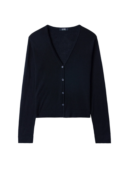 Lightweight Cashmere Silk Cardigan — Graphite Black
