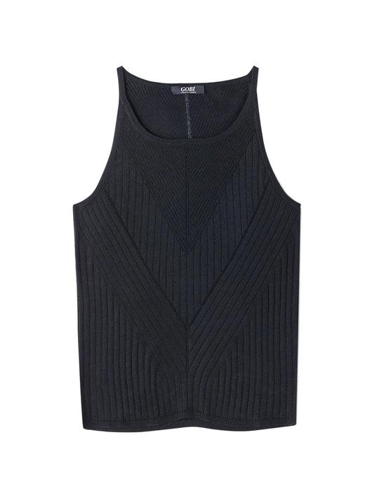 Sleeveless Silk Cashmere Top — Graphite Black