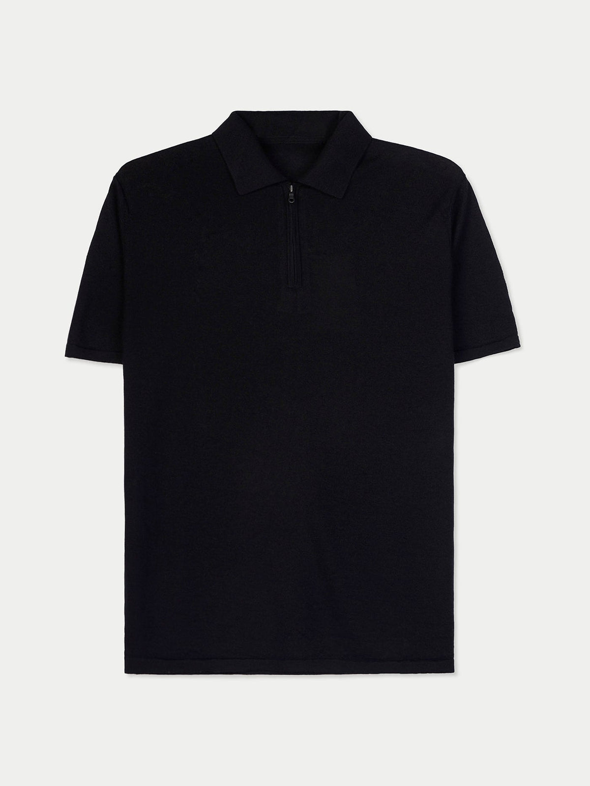 Cashmere Silk Half-zip Polo Top — Graphite Black