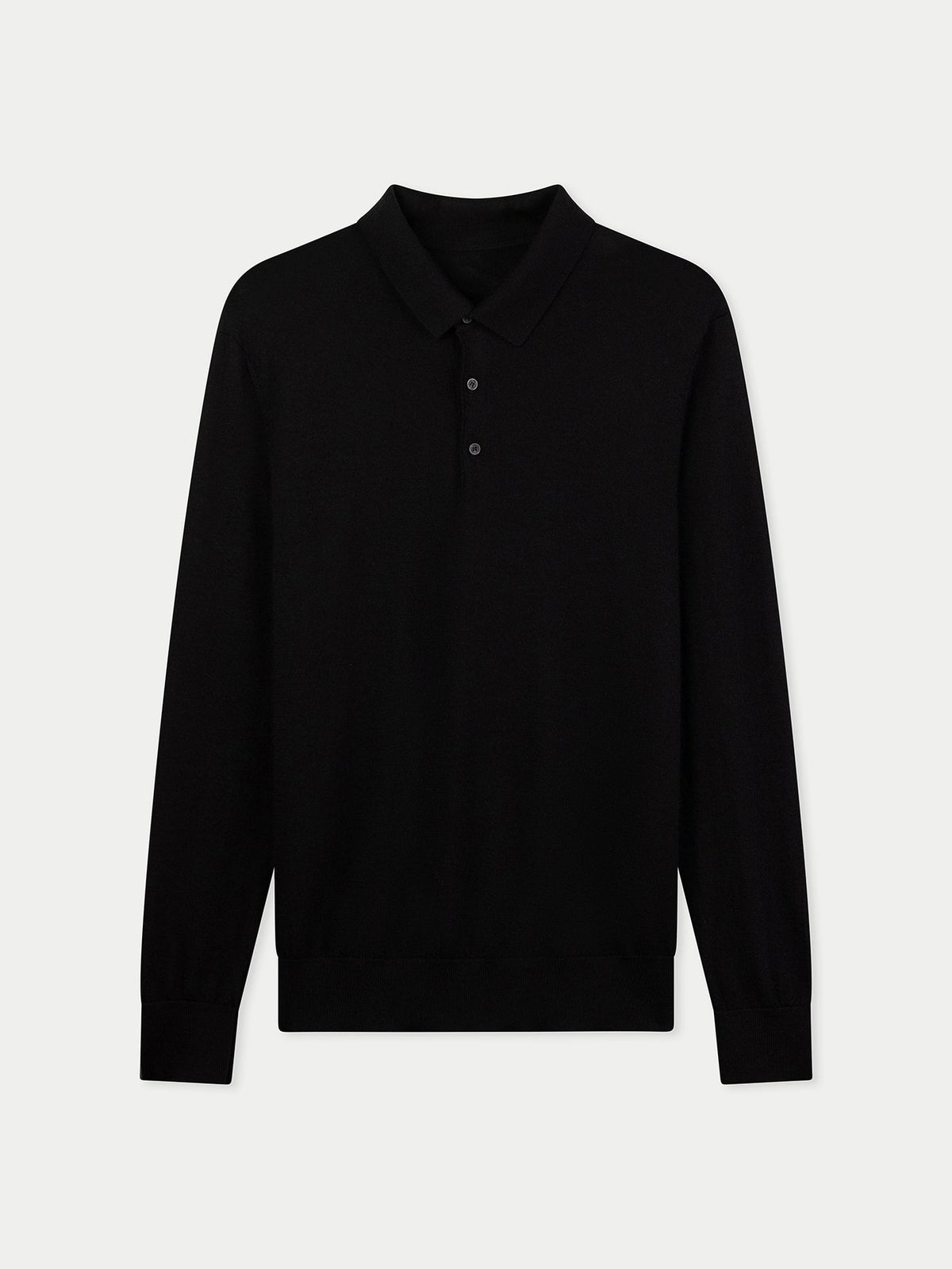 Men Classic Polo Shirt With Long Sleeve — Graphite Black