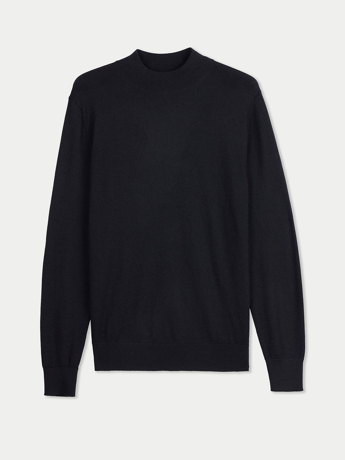 Men Cashmere Silk High Neck Sweater — Graphite Black