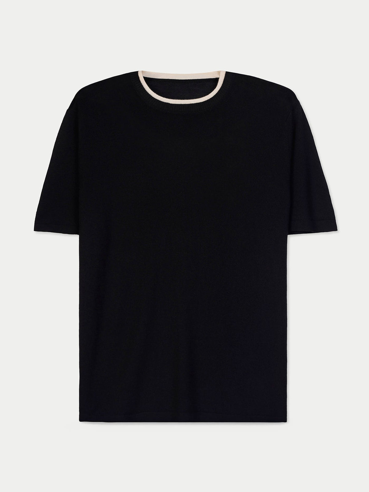 Cashmere Silk Double-collar T-shirt — Graphite Black
