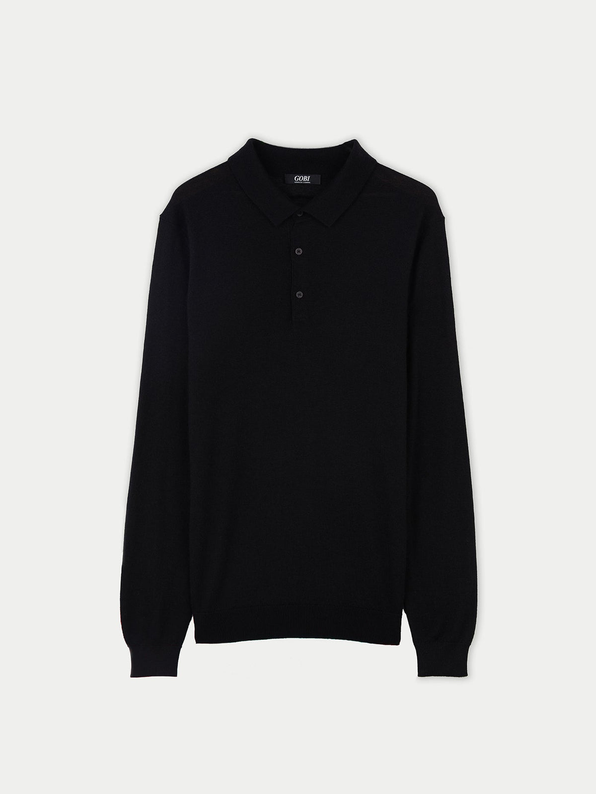 Men's Cashmere Silk Polo — Graphite Black