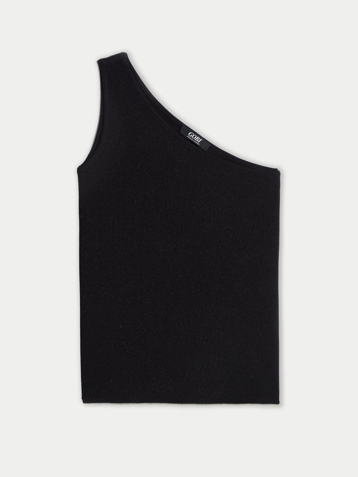 Cashmere Silk Sleeveless Asymmetric Top — Graphite Black