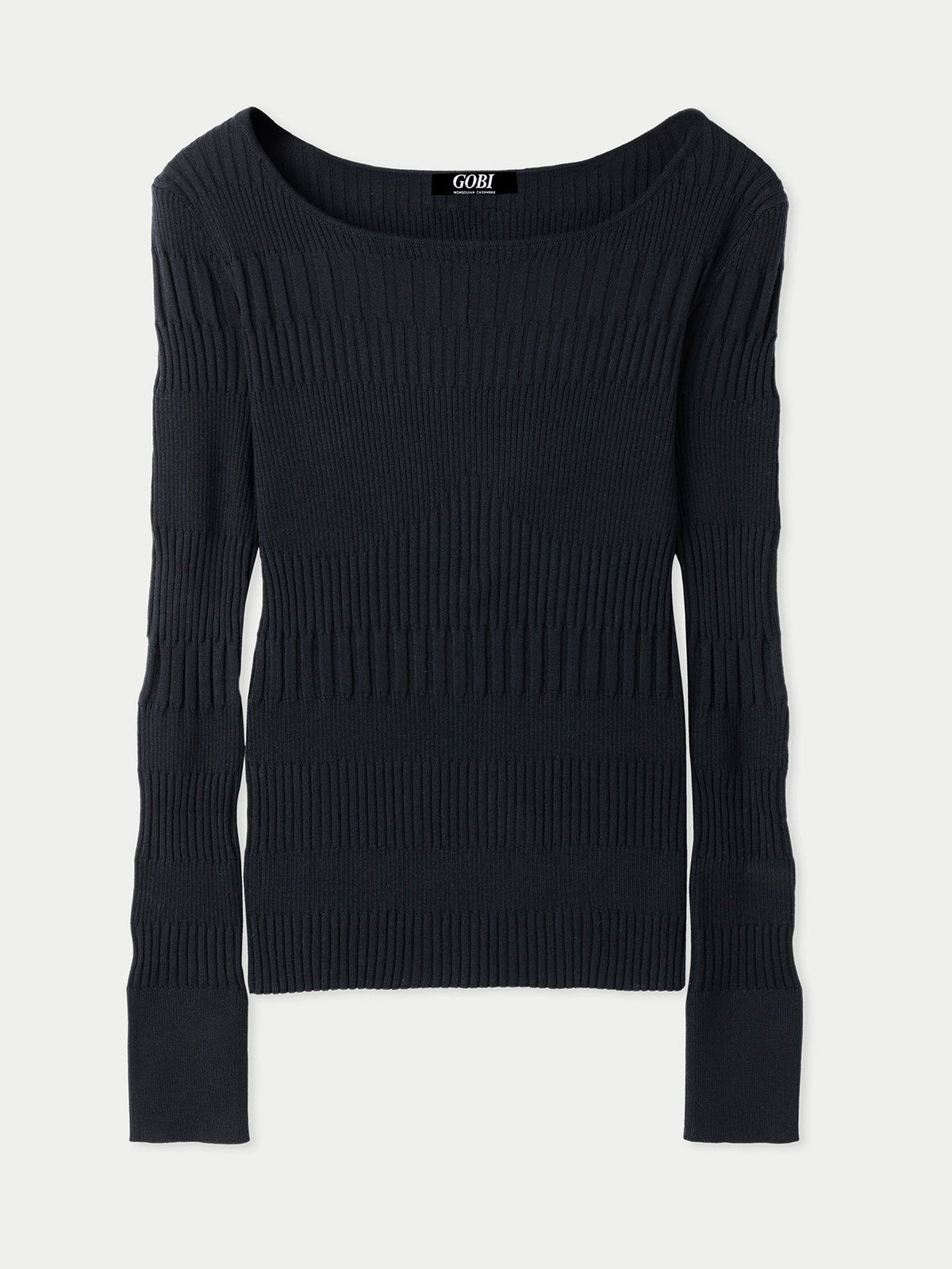 Ribbed Cotton Silk Cashmere Blend Sweater — Graphite Black
