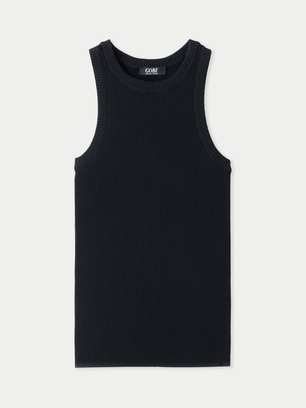 Ribbed Cotton Silk Cashmere Blend Tank Top — Graphite Black