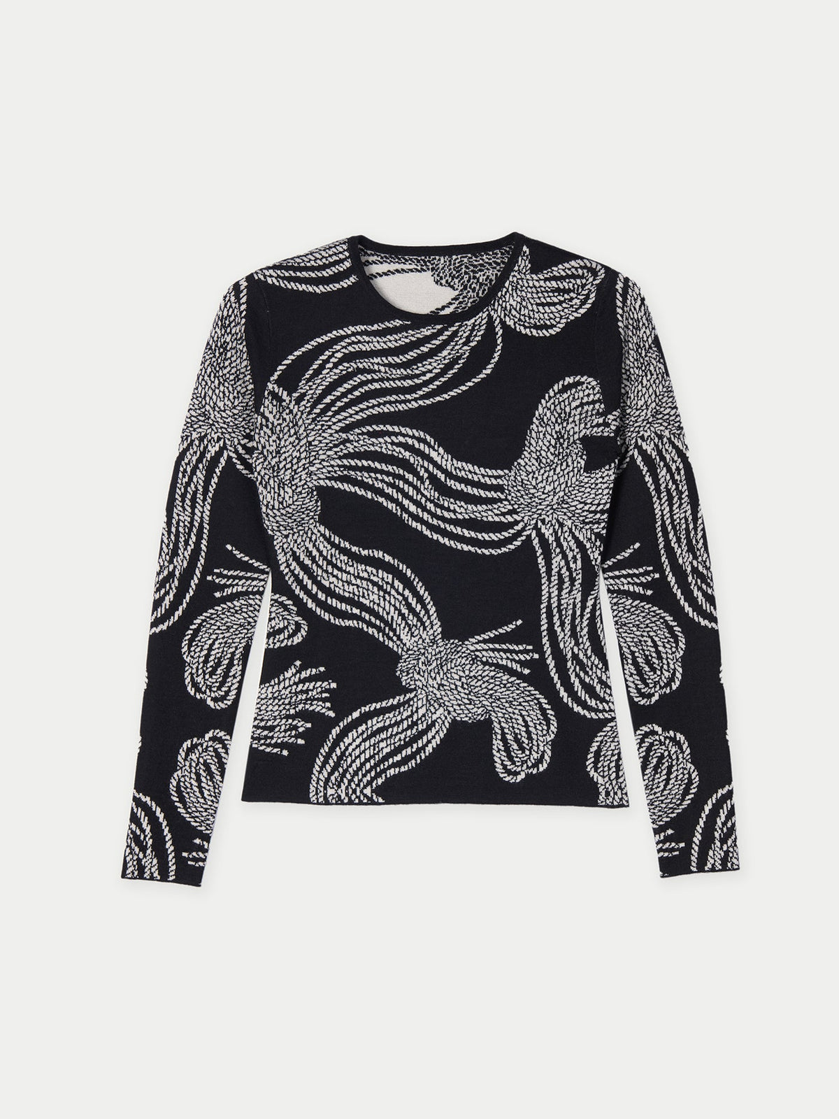 Rope Knot Print Cashmere Silk Sweater — Graphite Black