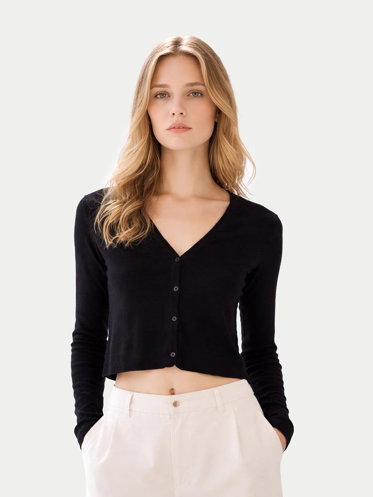 Lightweight Cashmere Silk Cardigan — Graphite Black